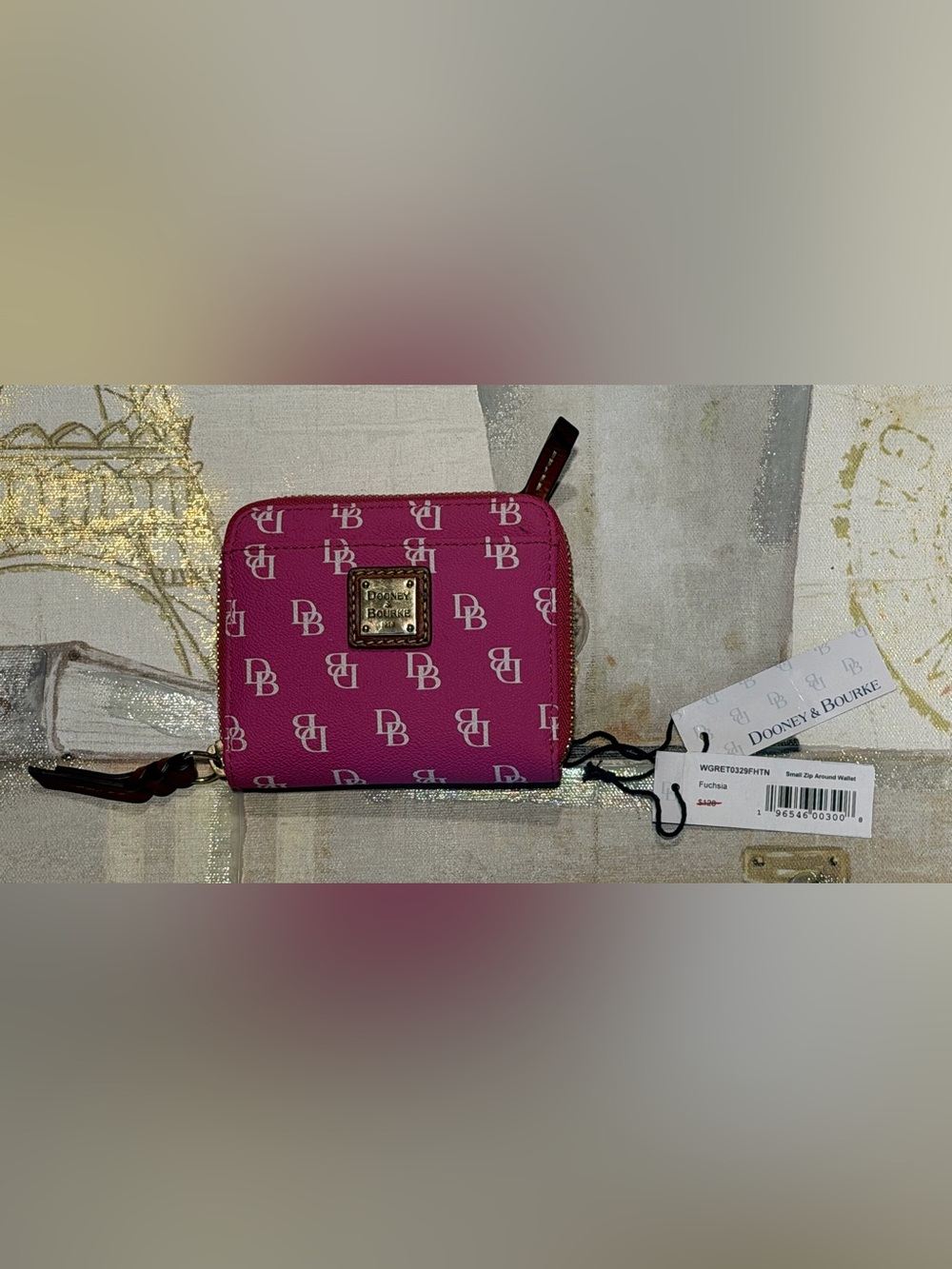 NWT Dooney & Bourke Fuchsia Logo Zip-Around Wallet